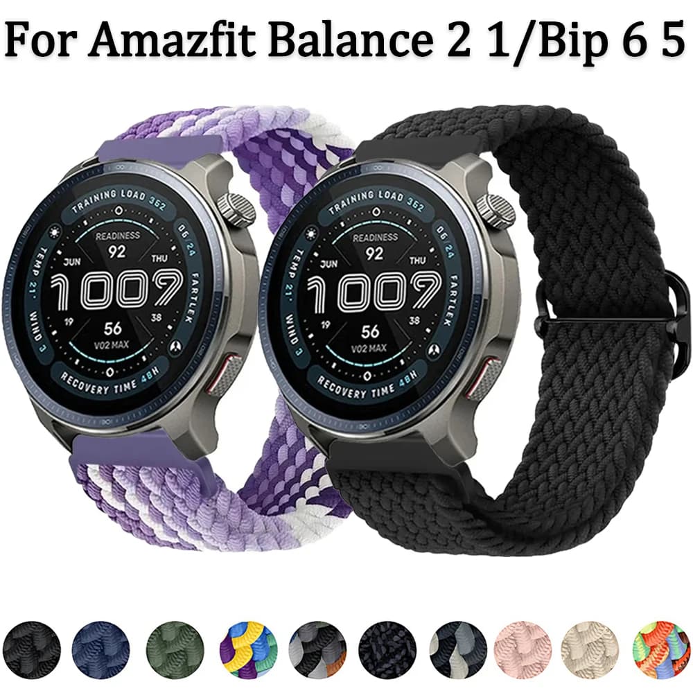 Cinturino in nylon intrecciato da 20 22 mm per Amazfit Balance 2/Bip 6 5/GTR 47mm/GTR 4 3 Bracciale sportivo per Amazfit Active 2/GTS 4 Accessori