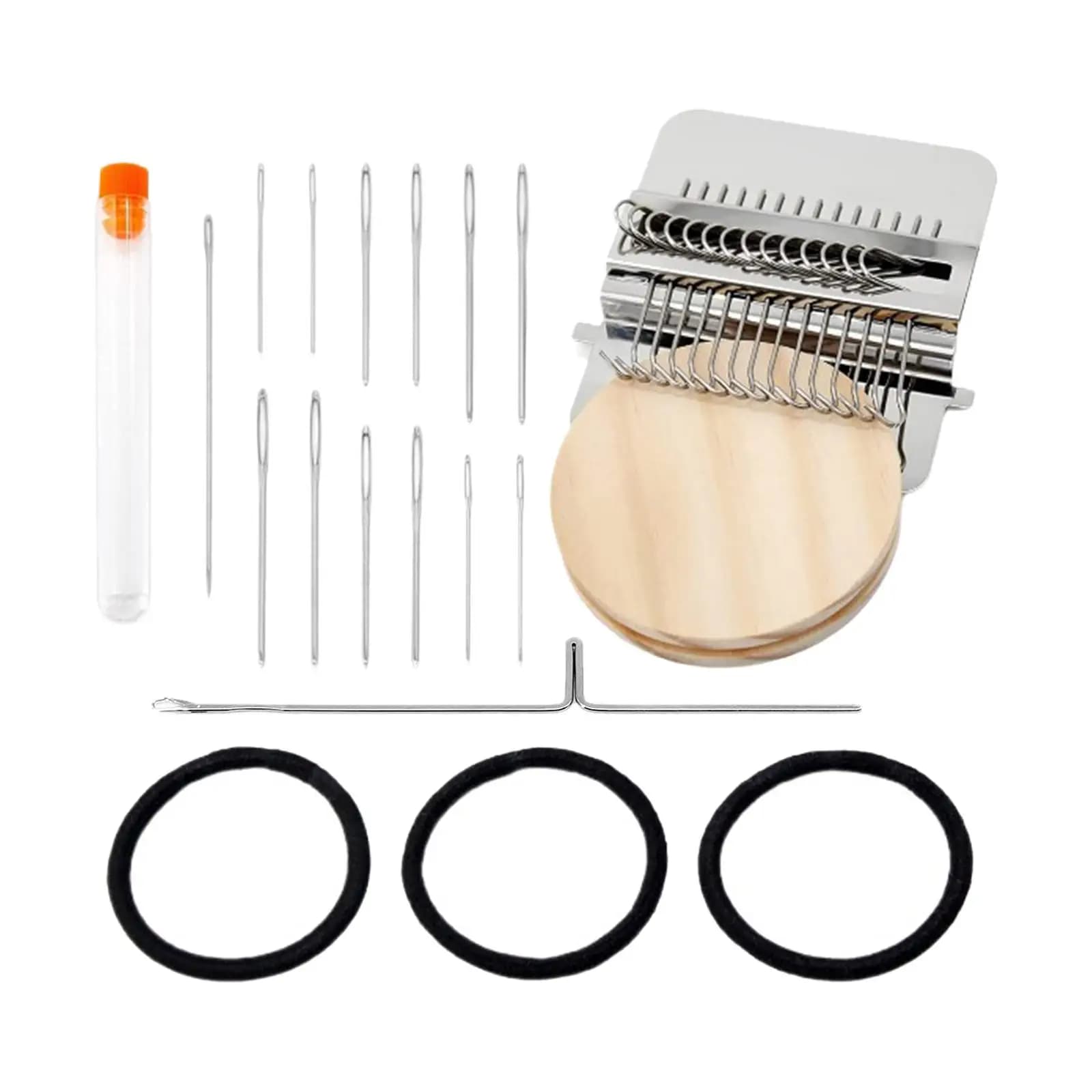 Speedweve Type Loom Weave Tool with Wooden Disc Darning for Sewing lver