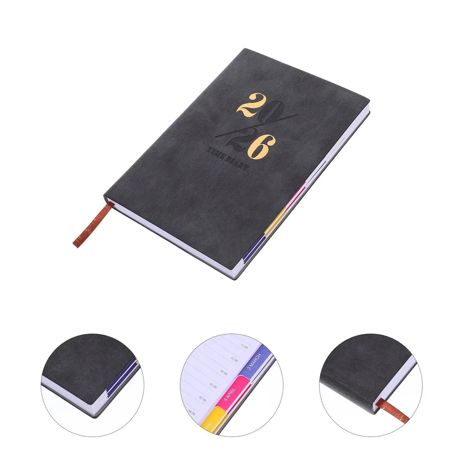 2026 Monthly Weekly Planner A5 PU Notebook Thick Paper Rounded Corners Portable Daily Organizer for Work School Business