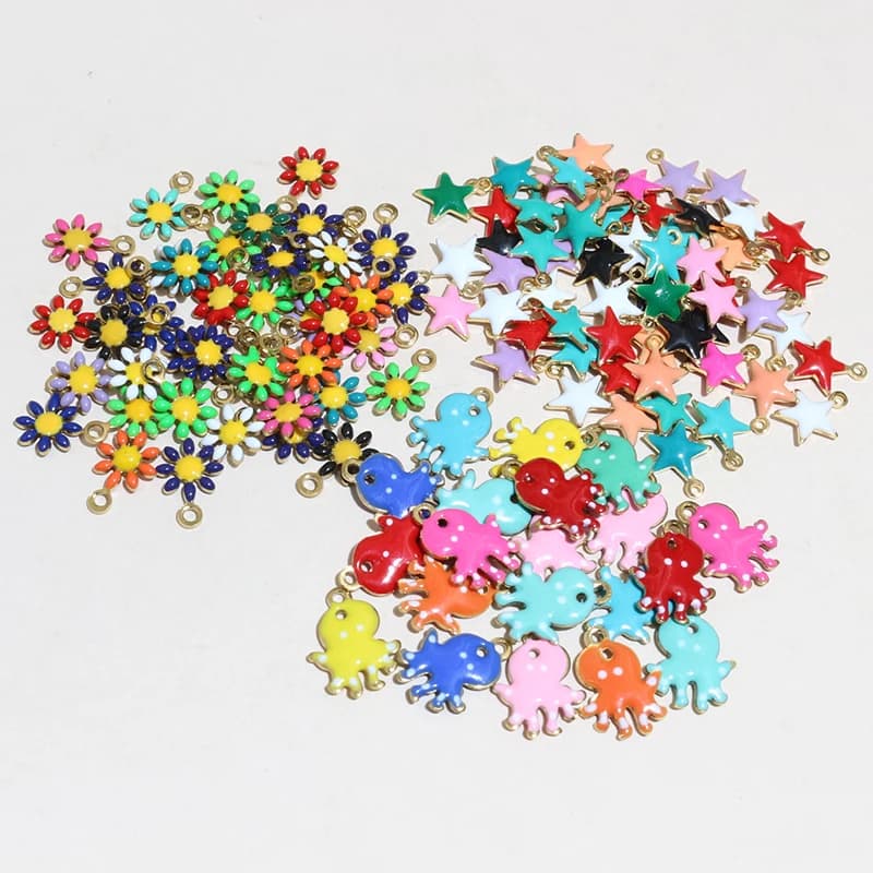 20 pezzi in acciaio inox smalto fiore stella polpo Charms ciondolo gioielli fai da te che fanno accessori per collana orecchino braccialetto