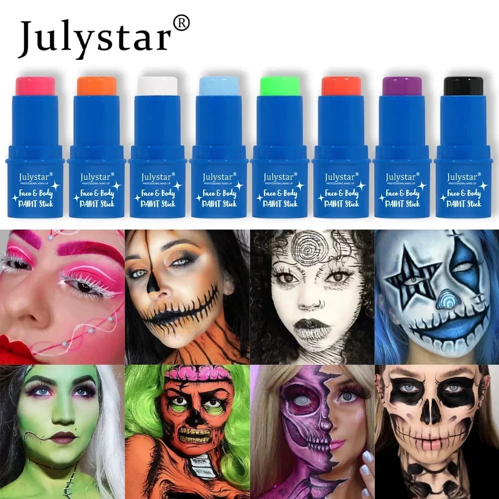 Halloween viso corpo pittura stick crema impermeabile luce UV neon verde viola rosa nero bianco vernice trucco artistico per feste