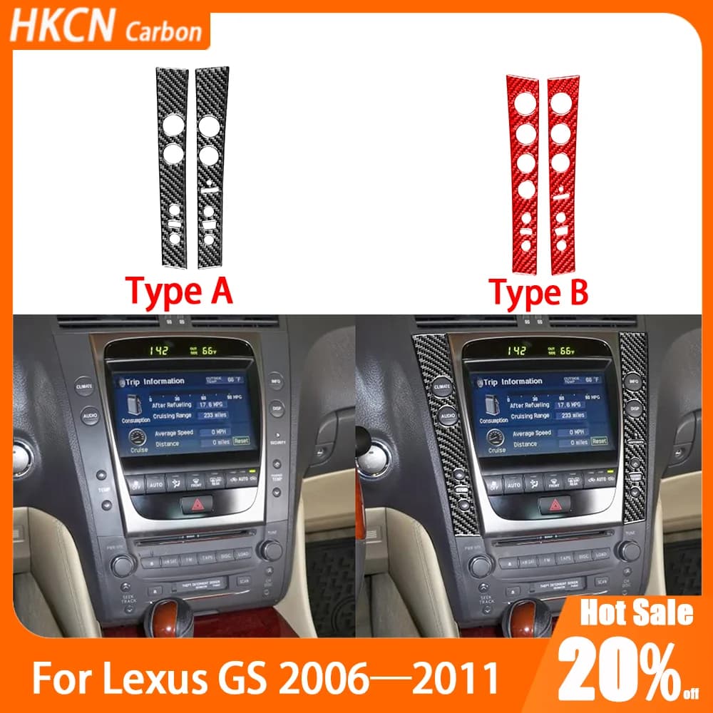Carbon Fiber Console Control Sides Panel Buttons Car Accessories Interior Cover Trim Wall decal modified for Lexus GS 2006- 2011