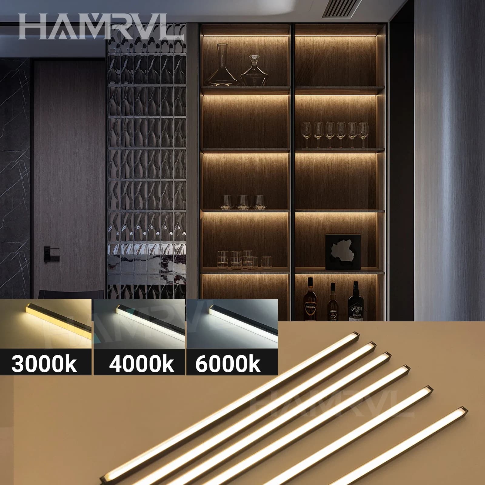 HAMRVL Luce LED con Sensore di Movimento Wireless 50CM/100CM, Luce Notturna Ricaricabile Nera per Recinzioni in Legno, Pareti, Armadi, Scale