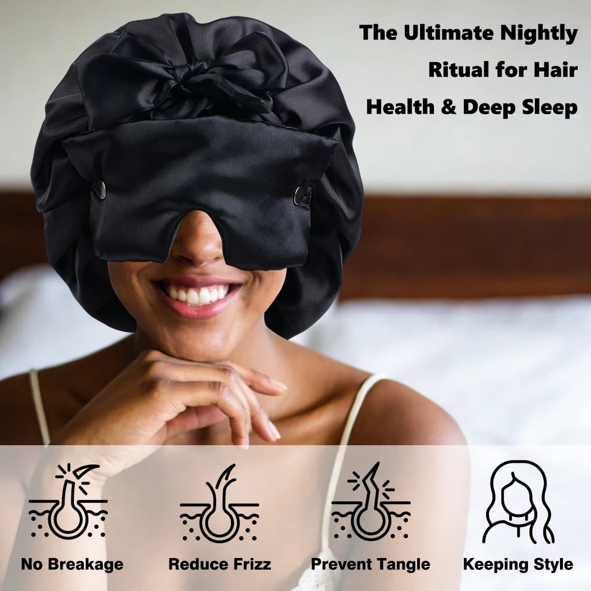 Double Layer Silk Eye Mask with Detachable Night Cap with Butterfly Nut Large Stretch Swimwear for Beauty Makeup Soft and comfortable