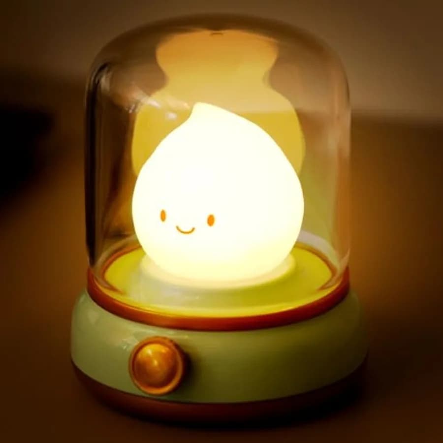 Cute Chibi Flame Lamp, Anime Cozy Lights, Retro Rechargeable Night Light, Decor, Cute Desk Accessories, Gifts