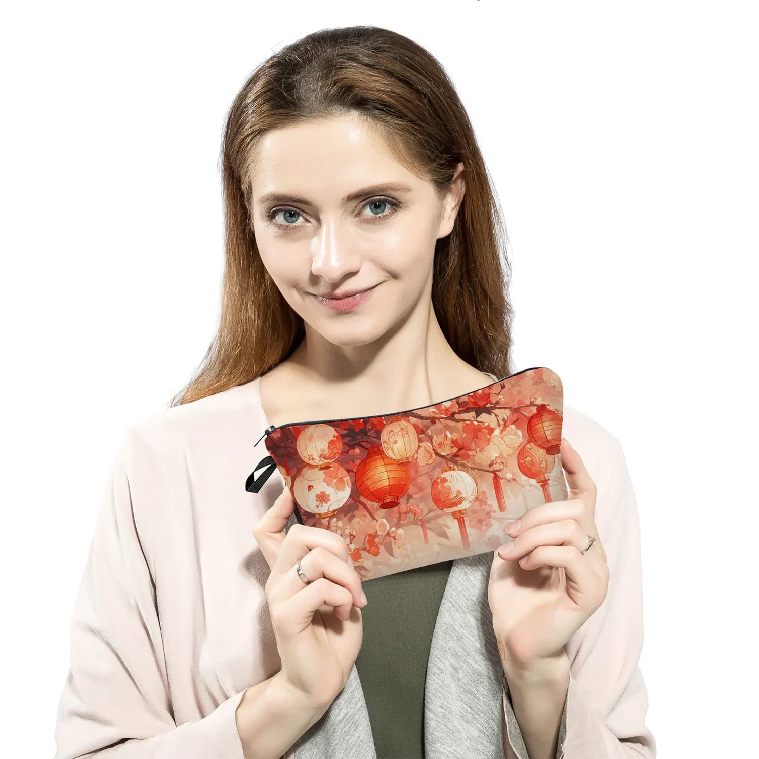 Mini borsa portaoggetti da donna stampata lanterna in stile cinese organizzatore da viaggio da spiaggia all'aperto borsa cosmetica di moda Kit da toilette portatile