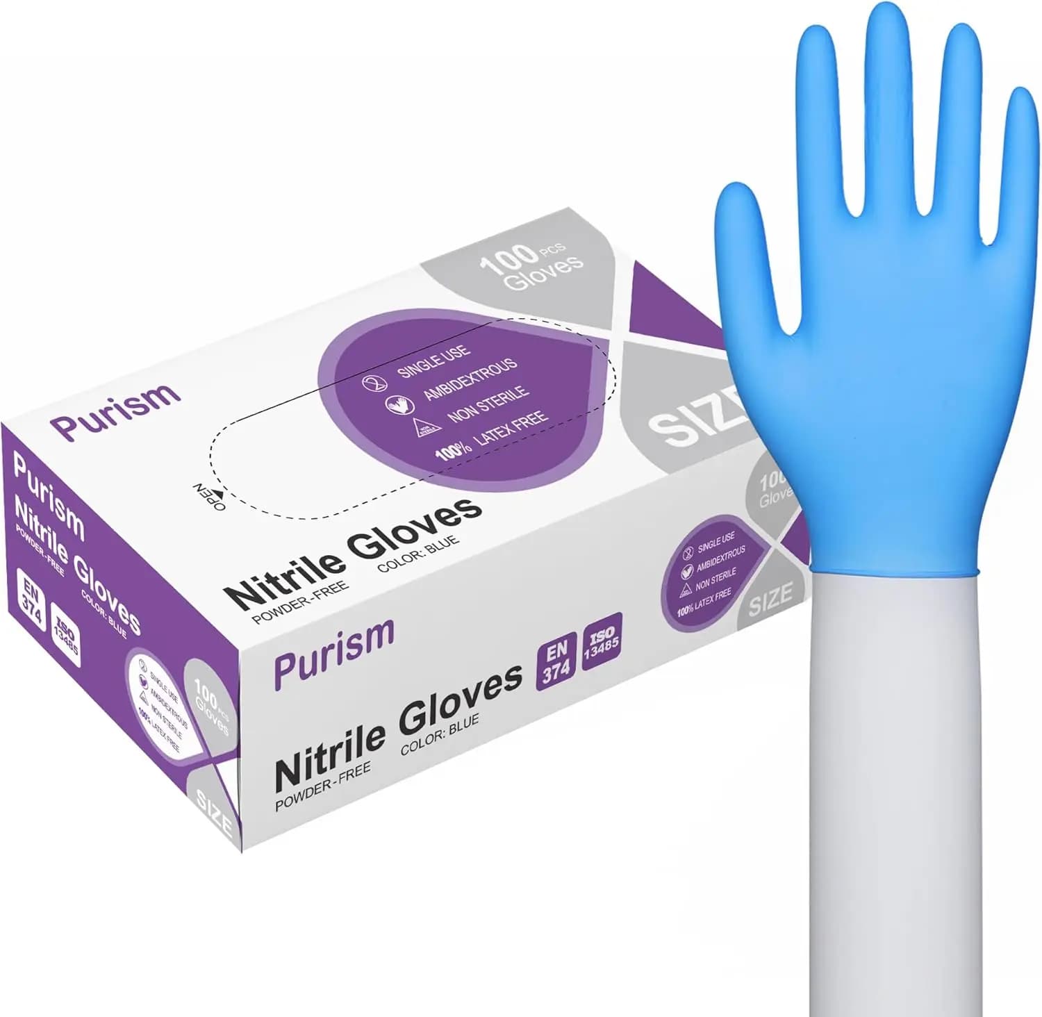 Guanti in Nitrile 100-1000 Pezzi Monouso Blu, Taglie da Piccolo a Extra Large, Senza Lattice e Senza Polvere