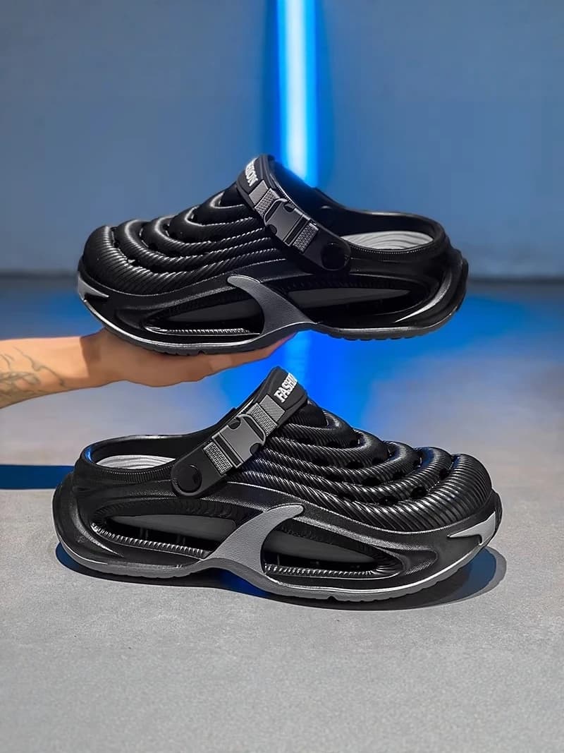 Men's Summer Outdoor Sandals Thick Bottom Breathable Slip-On Driving Beach Shoes Anti-Slip Two-Purpose Clog Footwear