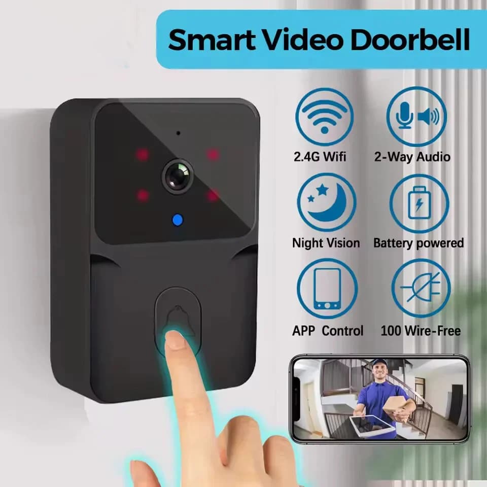 Campanello video intelligente wireless 2026, telecamera di sicurezza domestica WiFi 2.4G, audio bidirezionale, visione notturna, batteria, monitoraggio domestico sicuro