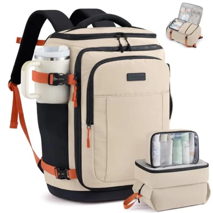 Zaino da viaggio per donna e uomo, zaino da viaggio approvato TSA da 40 litri con 3 cubi per l'organizzazione, borsa da viaggio impermeabile per il weekend