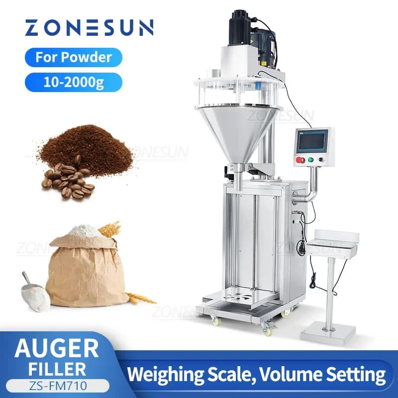 ZONESUN ZS-FM710 Semi-automatic powder filling machine for packaging spice protein jars and wheat flour bottles