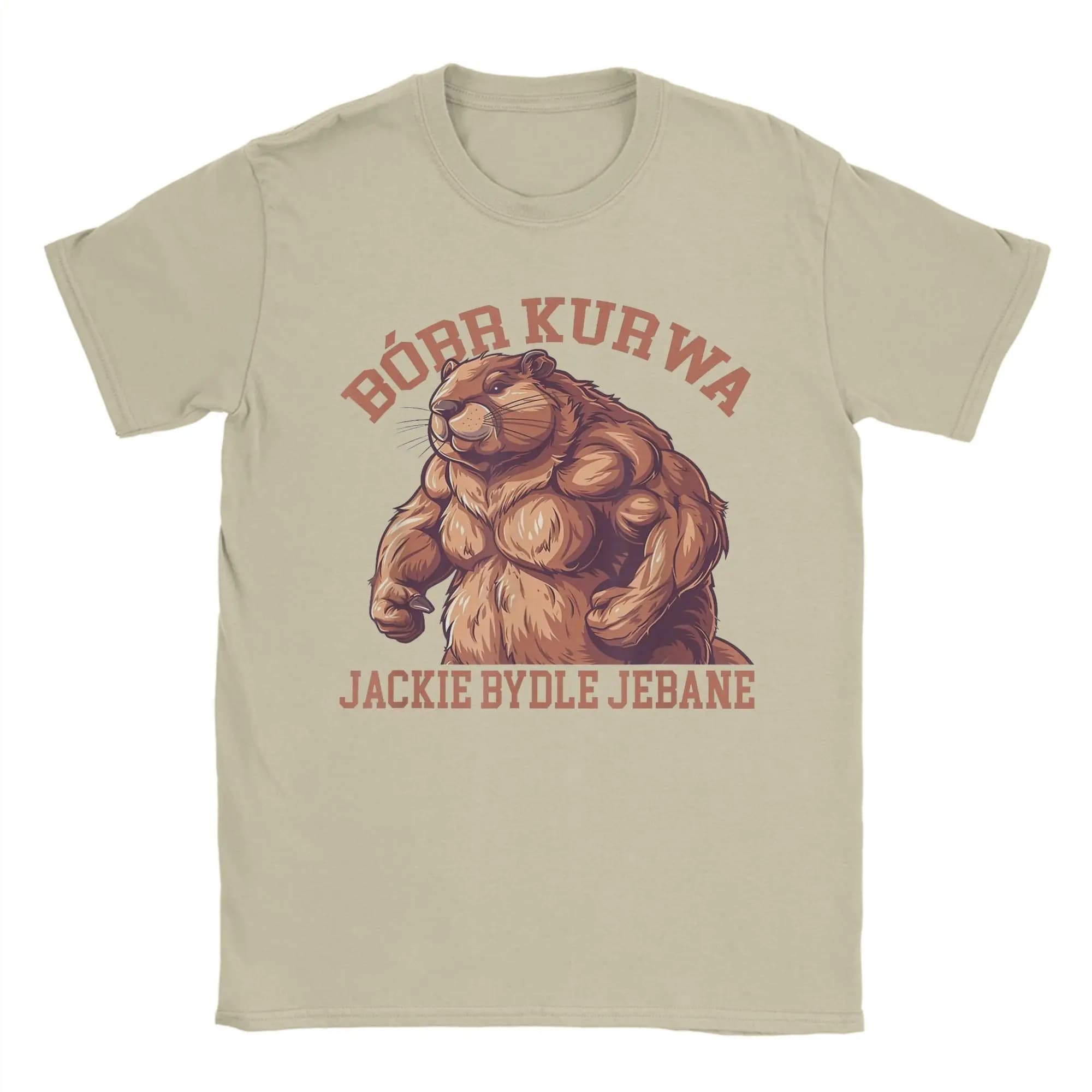 T-shirt estiva in cotone con stampa di castori per uomo e donna, girocollo, taglie forti
