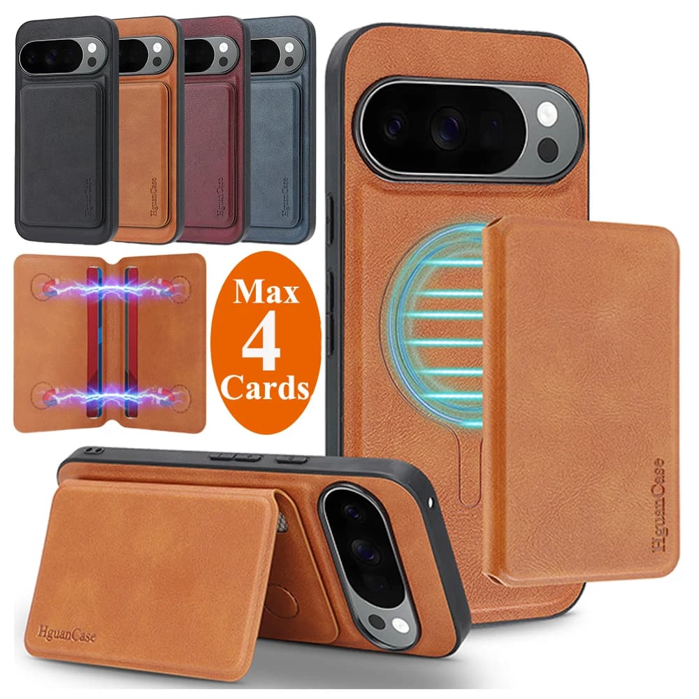 2 in 1 Magnetic Card Bag Phone Case for Google Pixel 11 11Pro 10 10Pro 10a 9 9Pro 9a 8 Pro XL Wireless Charging Leather Cover