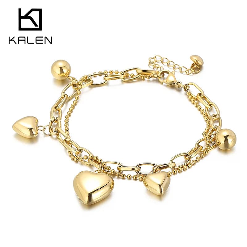 Kalen 1 pezzo tendenza moda donna multistrato palla d'acciaio fagiolo amore braccialetto viaggi, data, banchetti, feste, festival regalo