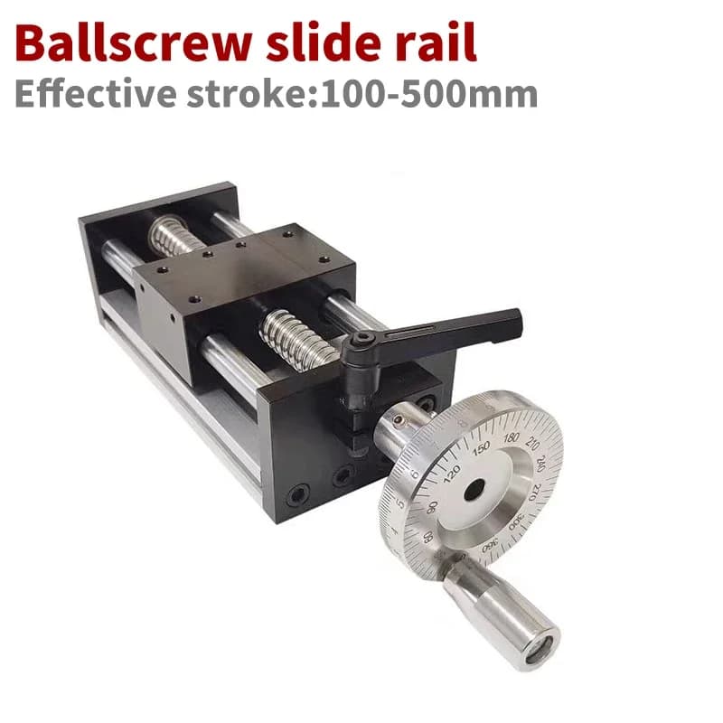 Guida lineare Tavolo scorrevole manuale Corsa 100-500MM Vite a ricircolo di sfere SFU1204 Volantino Doppio asse ottico Sega da tavolo CNC Stampante 3D XY