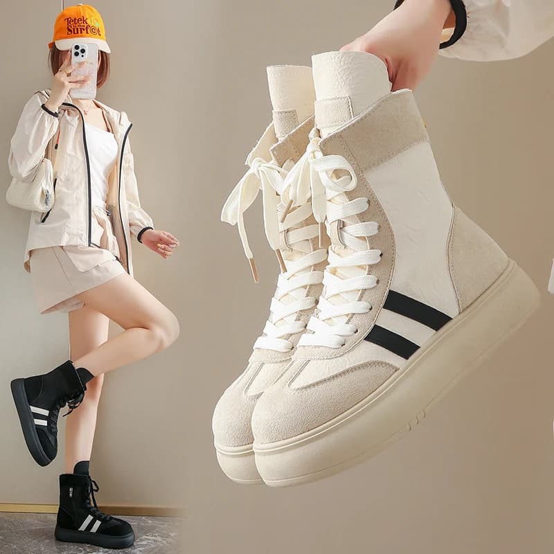Scarpe sportive e per il tempo libero da donna 2025 Nuove scarpe alte alla moda Stivali da lavoro leggeri e comodi con fondo piatto