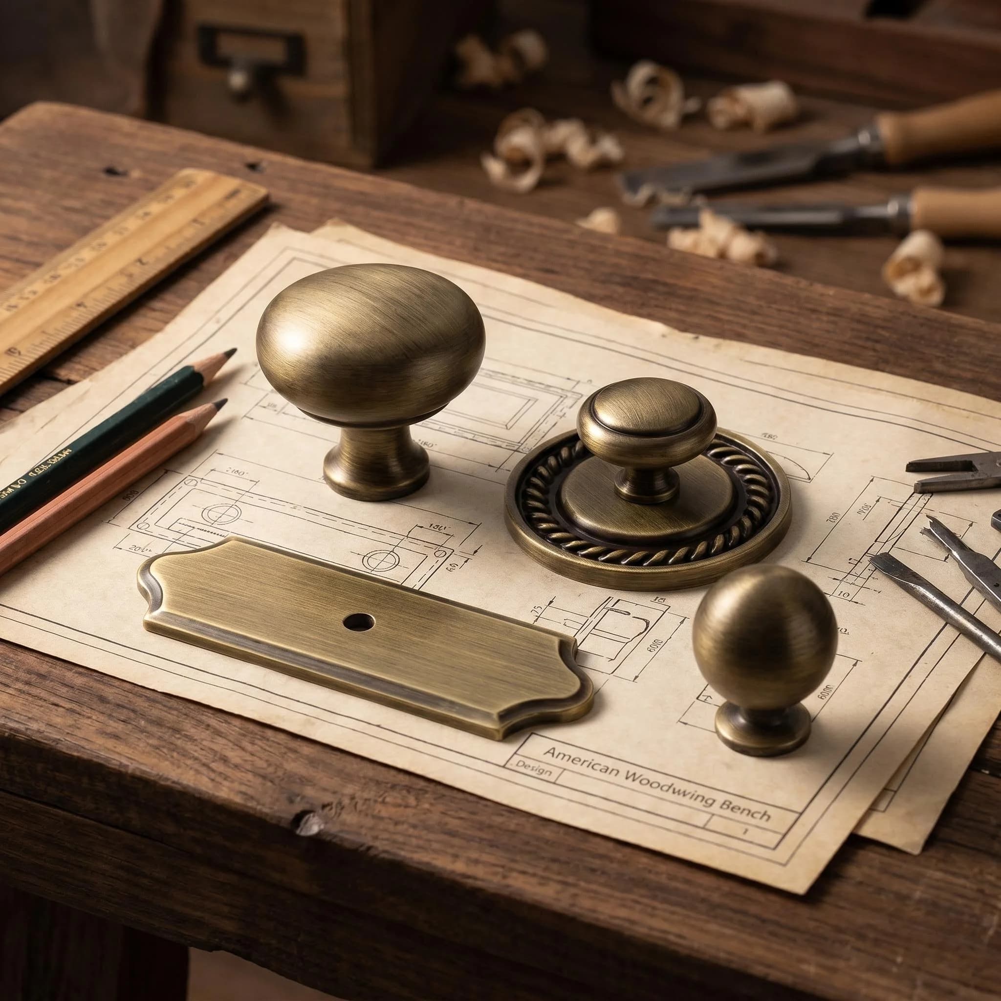 Maniglie per Mobili in Ottone Anticato con Piastra di Supporto, Maniglie per Armadi in Bronzo Massiccio, Pomelli per Ante di Cucina, Maniglie per Mobili