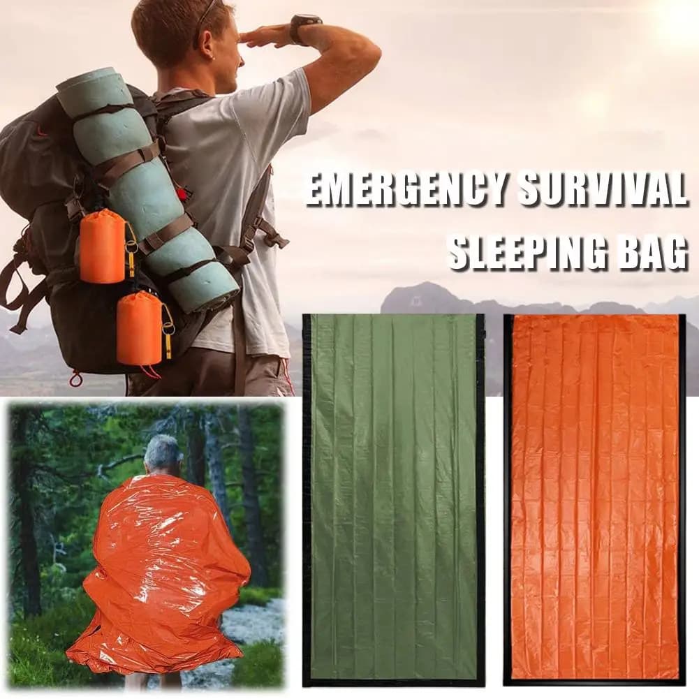 Outdoor emergency sleeping bag with whistle Trekking bags Sleeping Campsite Keep warm hiking Multifunction waterproof J7o1