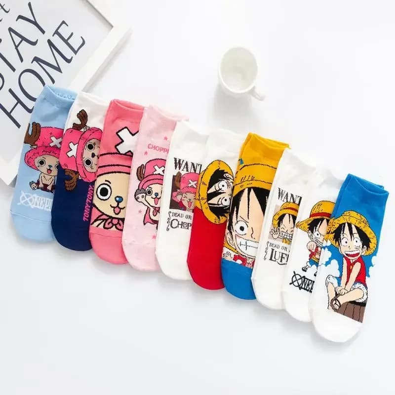 Calzini corti Hot Bandai ONE PIECE da uomo e donna, con personaggi anime Luffy e Chopper, in cotone 100%, per primavera ed estate.