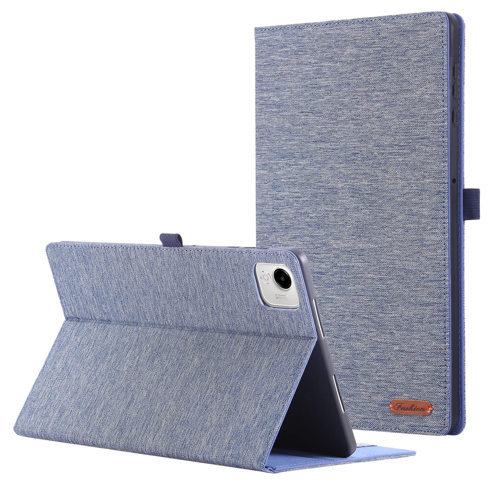 For Honor Pad X9a Leather Case Card Holder Cloth Texture Tablet Stand Cover - Blue