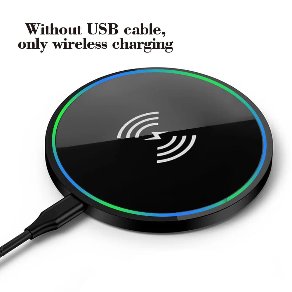 Fast Wireless Charging Pad with Mirror Finish, Universal Charger for iPhone, Samsung and Apple Earbuds