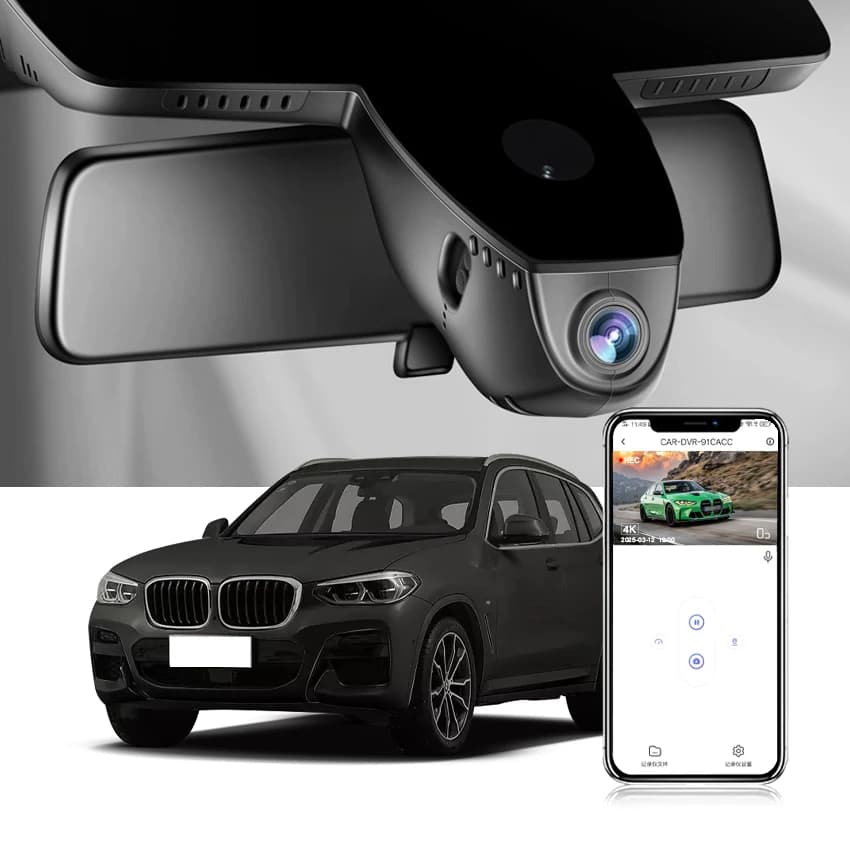 Dash Cam 4K for BMW X3/iX3/X3M G01 2018-2024, UHD car camera, loop recording, simple installation, WDR, integrated WiFi