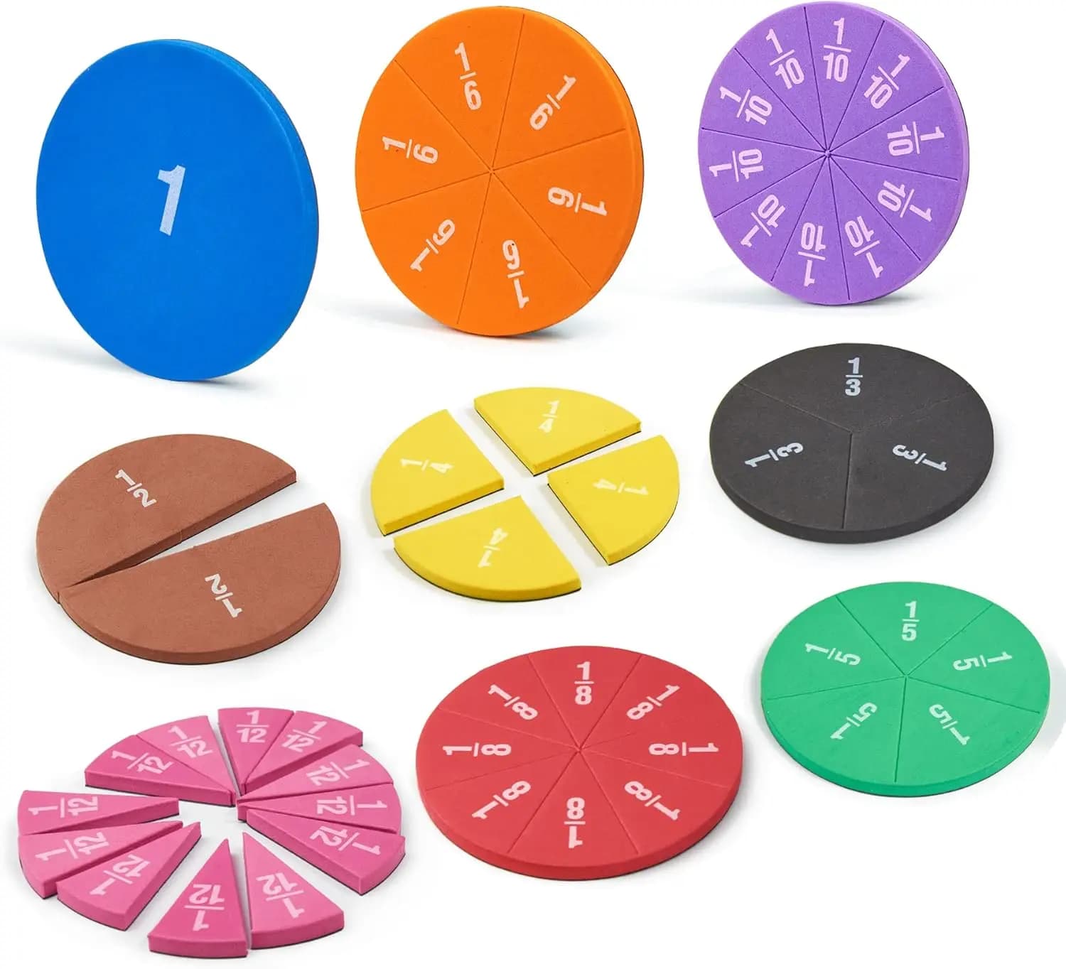 Set di 51 Pezzi di Frazioni Magnetiche e Cerchi, Materiali Didattici Arcobaleno per Bambini