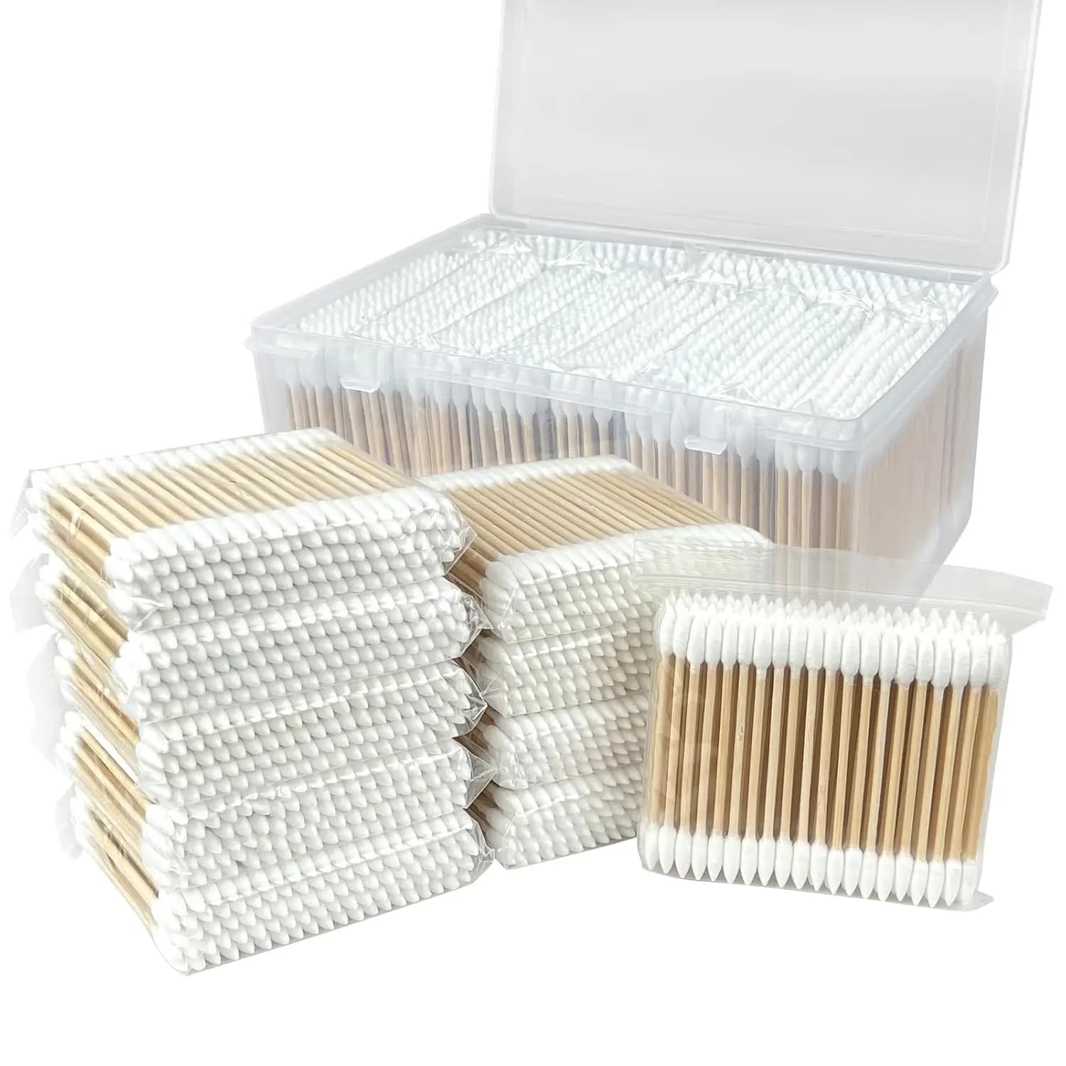 Round head cotton tamps 500/100, double round head cotton pads, bamboo sticks, precision point cosmetic nail tools