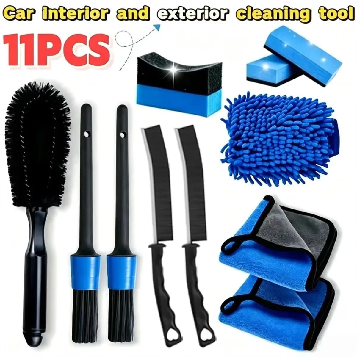 11-20pcs Car Motorcycle Cleaning Tool Set Dust Removal Brush Gloves Wheel Brush Uses For Auto Motorcycle Cleaning