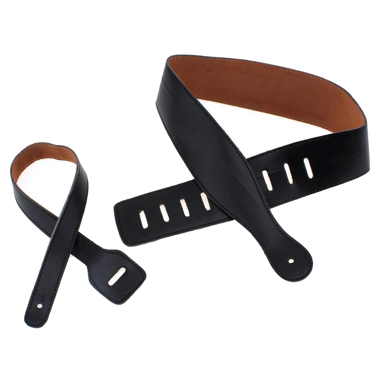 Leather Guitar Strap with Pick Holder Soft Suede Padded Strap for Electric Bass and Acoustic Guitar