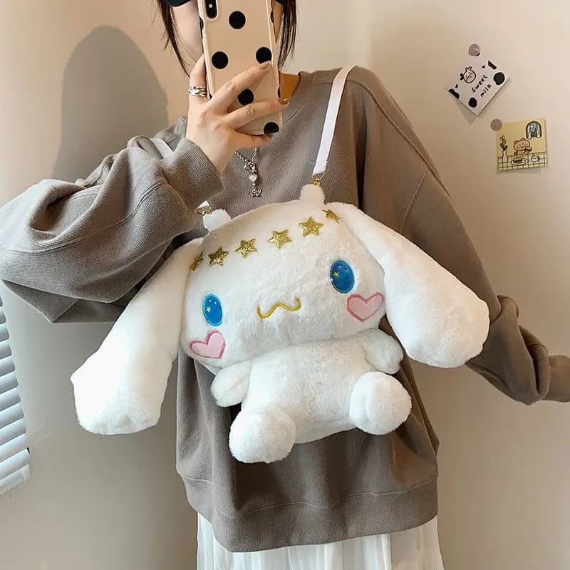 Tichetti Cinnamoroll Plush Cartoon Backpack Cute Kuromi My Melody Shoulder Messenger Bag To Send Girls A Birthday Present.