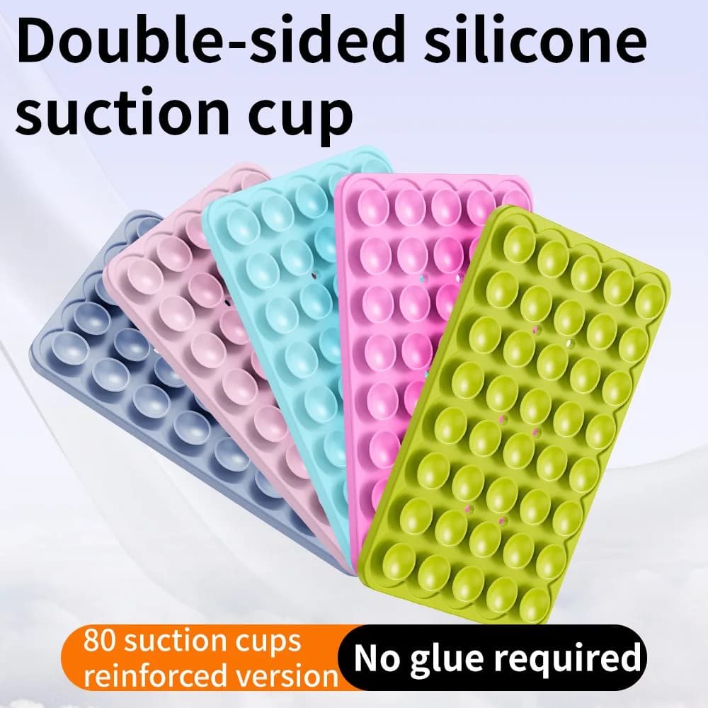 Double Side Silicone Suction Pad For Mobile Phone Fixture Suction Cup Backed Adhesive Silicone Rubber Sucker With Any Smartphone