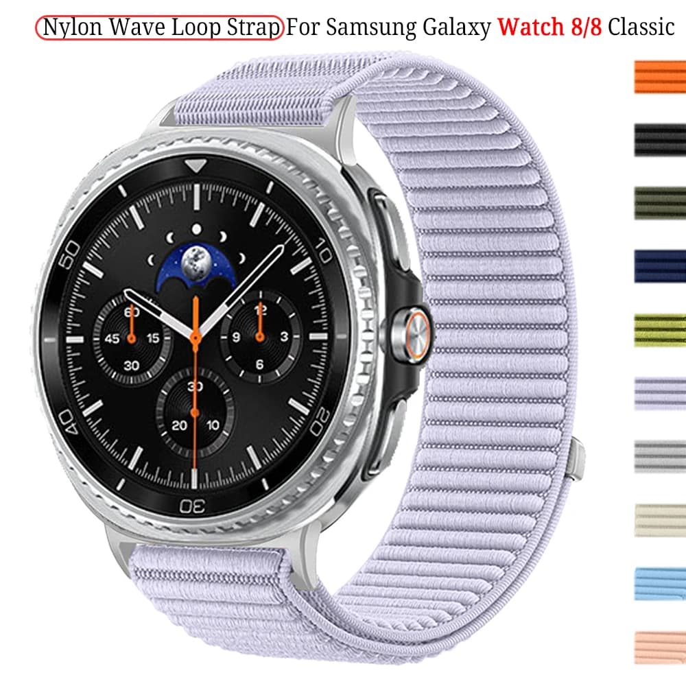 Cinturino da polso in nylon Wave per Samsung Galaxy watch 8 40mm 44mm/8 classico 46mm Bracciale sportivo Samsung Galaxy Watch Cinturini traspiranti