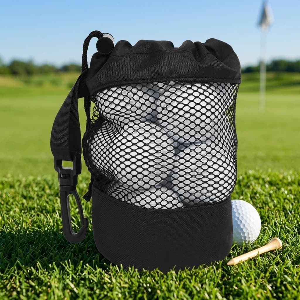 Golf Ball Storage Net Bag Single Drawstring Closure Lightweight Breathable Portable Sports Pouch For Outdoor Players