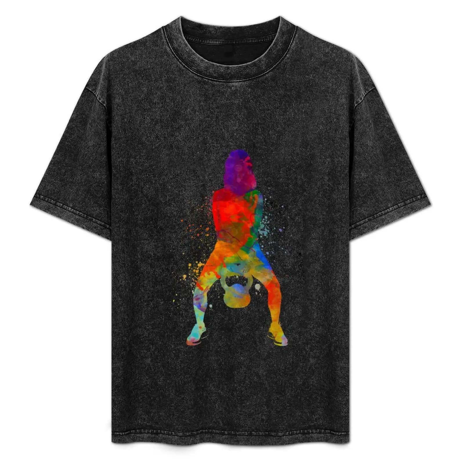 T-shirt da donna per allenamento Crossfit, con stampa grafica elegante, a maniche corte, per esercizi di sollevamento kettlebell e allenamento della forza