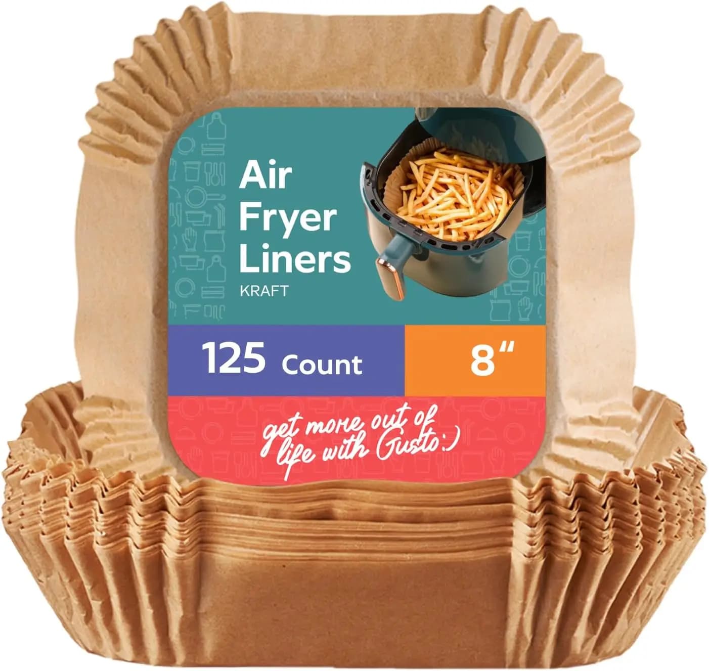Paper Sheets for Air Fryer, 8 Inches, 125 Pieces - Water Resistant for 5-8 QT Fryers