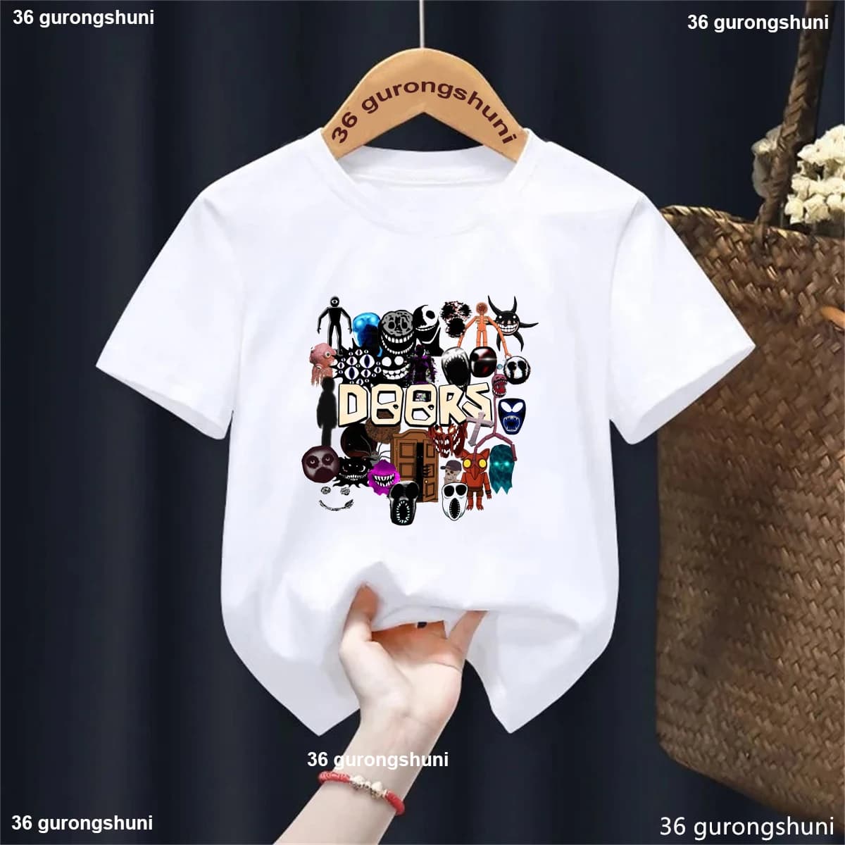 Doors All The Entities New Doors Game Update Kids T-Shirt Cartoon Print Boys Tshirt Summer Casual Boys/Girls Clothes Shirt Tops