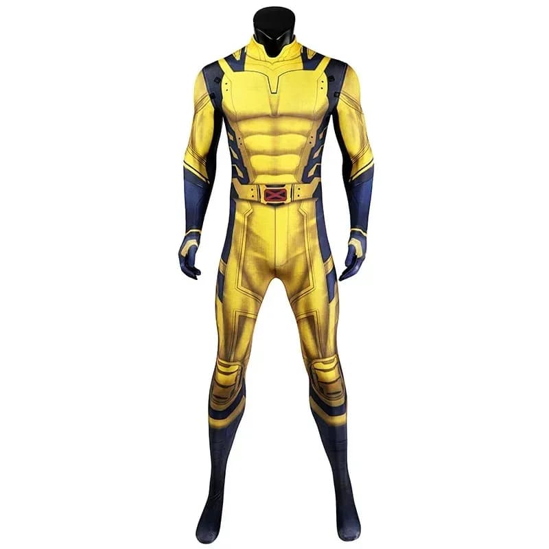 NewMen's Halloween Party Cosplay Movie Deadpool 3 Cosplay Abbigliamento aderente Giallo 3D stampato Tuta Carnevale Compleanno Gi