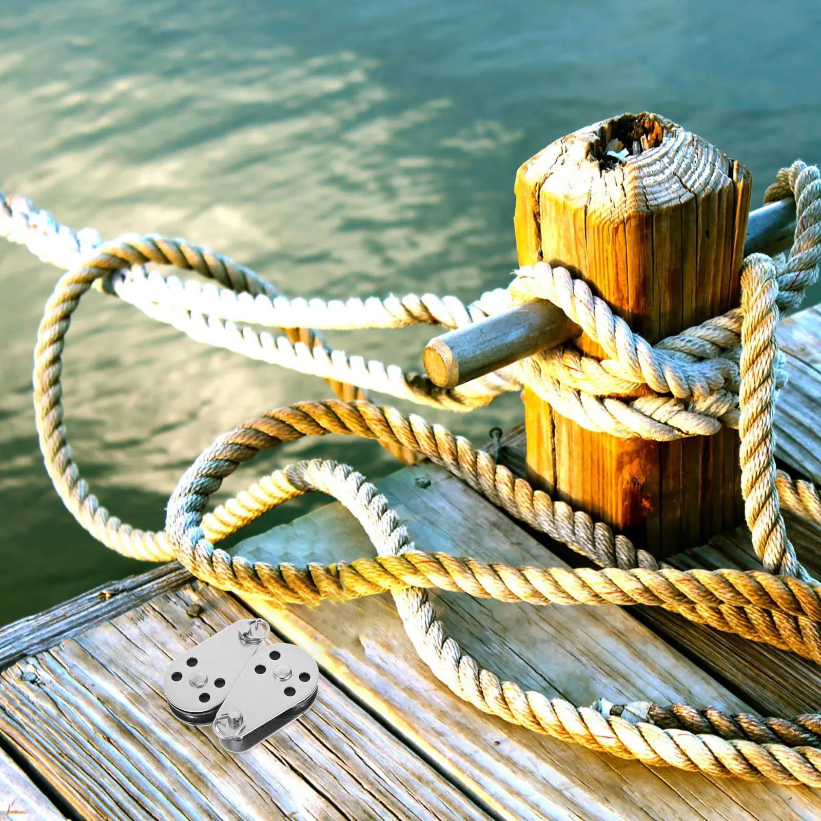 Set di 3 Pulegge in Acciaio Inox per Uso Marino, Robuste e Silenziose, per Barche, Yacht e Kayak
