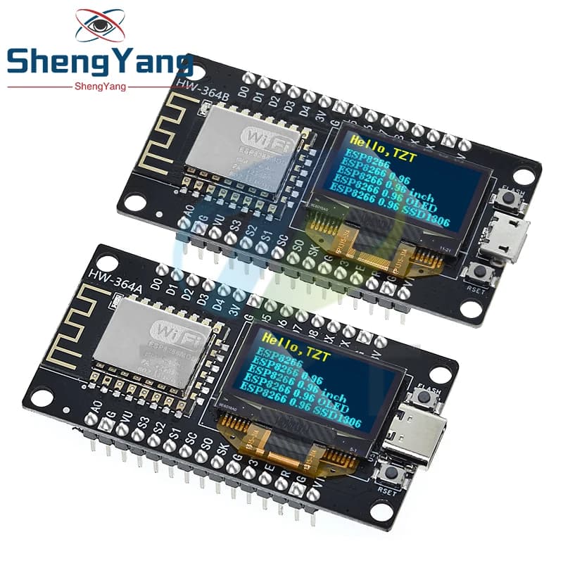 TZT 1PCS NodeMCU ESP8266 Development card with 0,96 inch CH340G ESP-12F USB TYPE-C Module for Arduino/Micropython