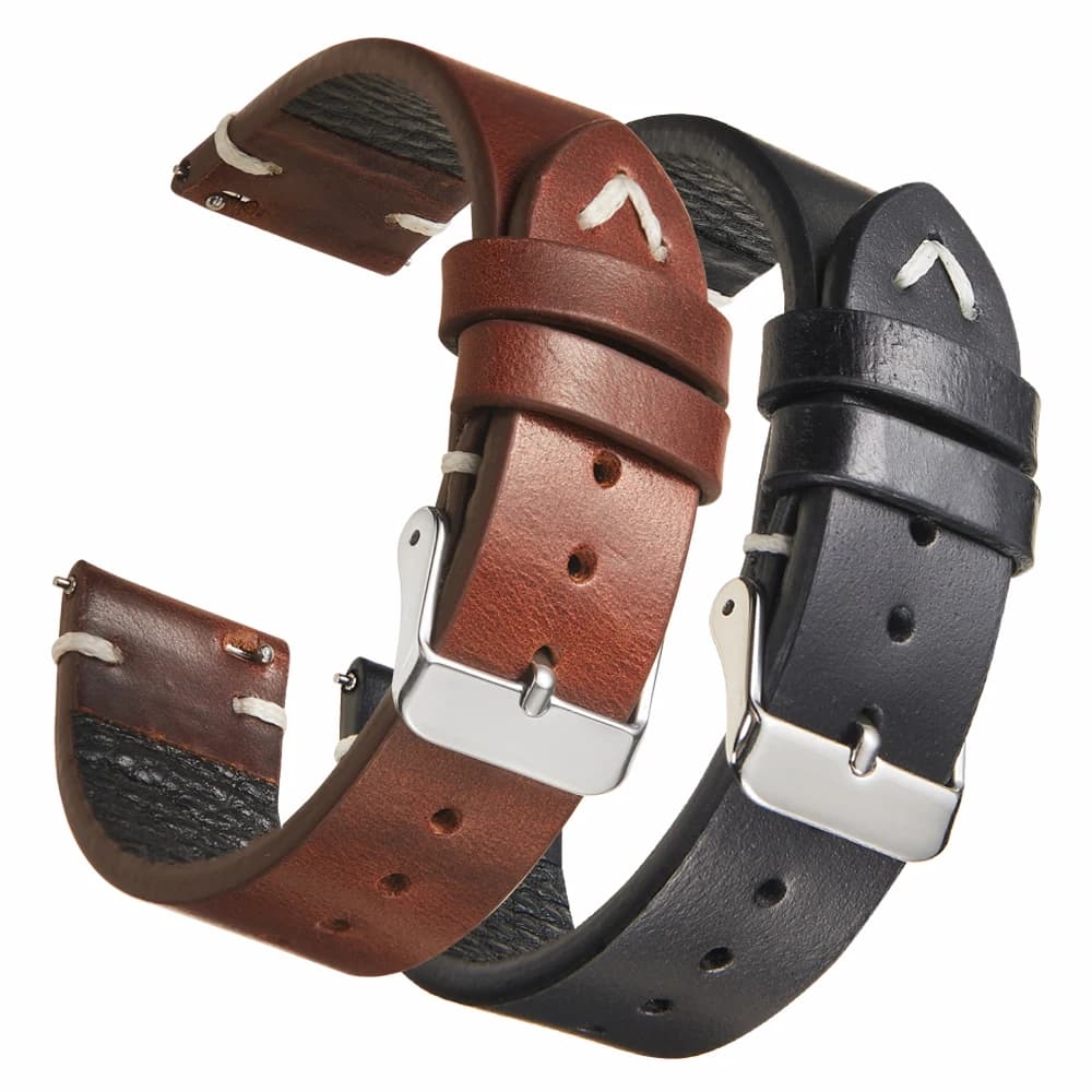 Cinturini per orologi vintage in vera pelle cerata olio 18mm 19mm 20mm 22mm per Seiko per Samsung Galaxy Band Bracciale per uomo