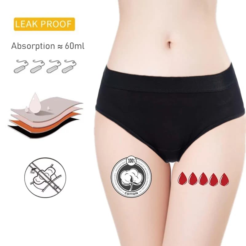 Mutandine mestruali a prova di perdite assorbenti a 4 strati per le donne Pantaloni fisiologici a flusso pesante periodo Slip postpartum in cotone taglie forti