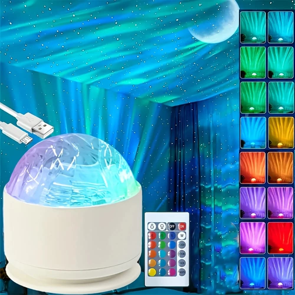Proiettore Aurora Boreale 16 Colori, Luce Notturna Galattica, Decorazione Atmosferica per Sala Giochi, Compleanno, San Valentino