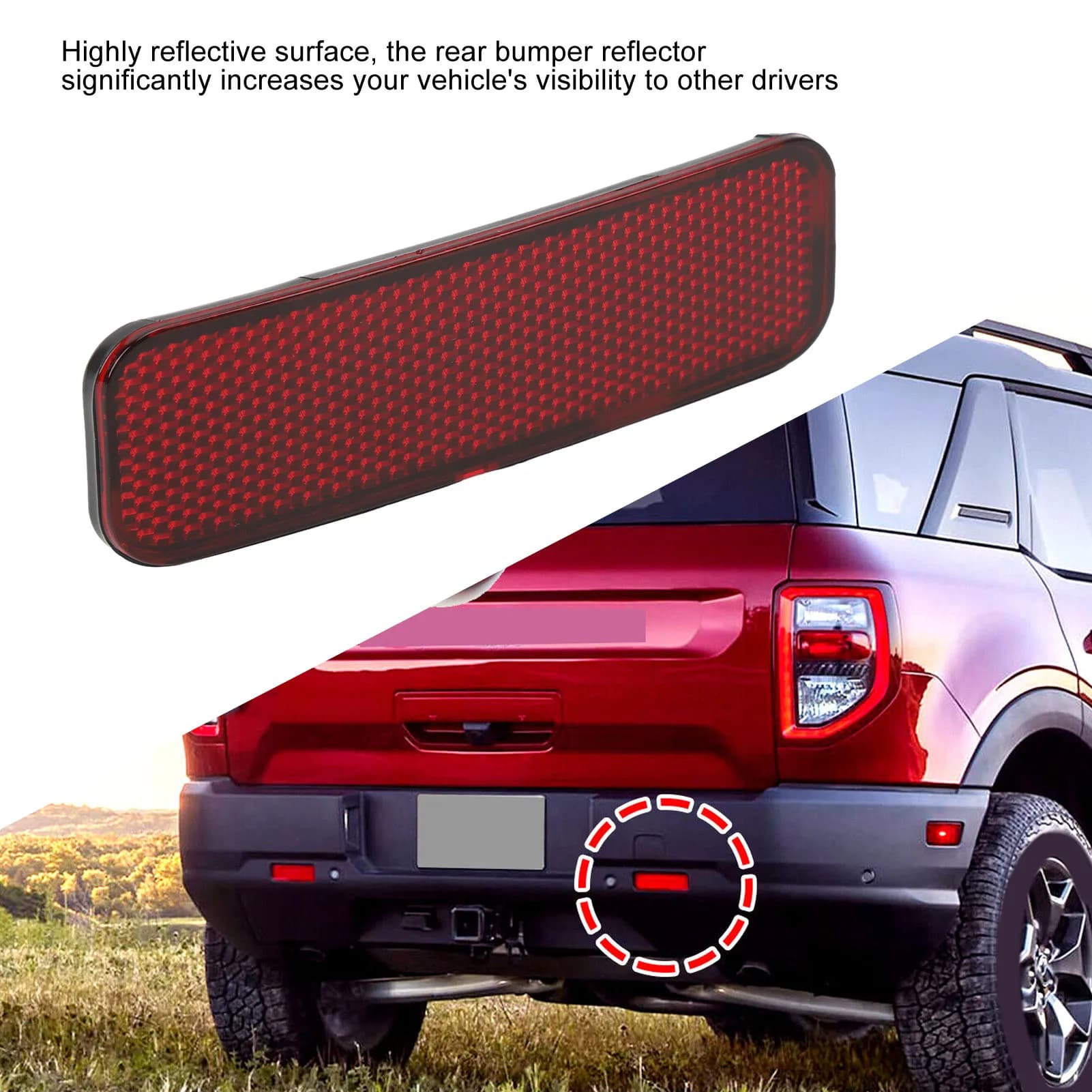 Paraurti Marker riflettore resistente agli agenti atmosferici Perfect Match Construction paraurti posteriore riflettore per Bronco Sport dal 2021 al 2023