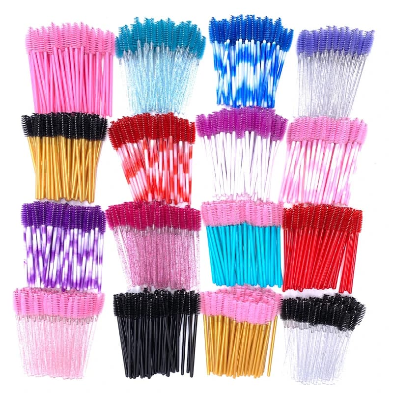 YGirlash 50 Pz Eyelash Eyelashes Crystal Eyelash Application Handle Disposable Diamond Sticks for Nylon Mascara Brush Cosmetic Tools