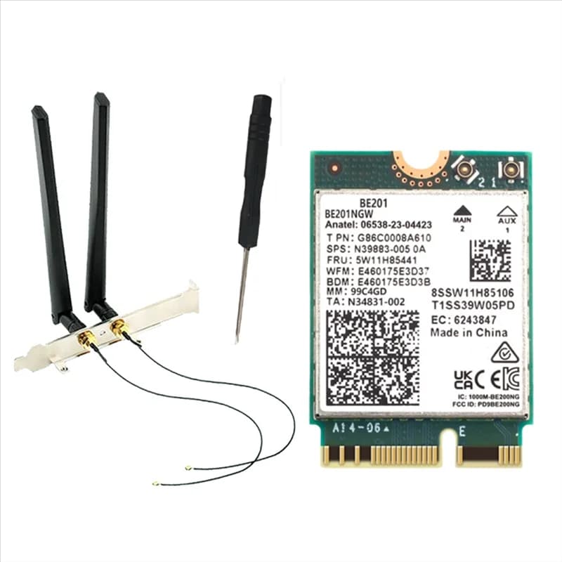 A37T-BE201 Scheda WIFI7 8774Mbps Tri-Band BT5.4 Wifi 7 Modulo scheda WIFI wireless M.2 Cnvio3 per antenne Win10/11 64 bit + 8DB