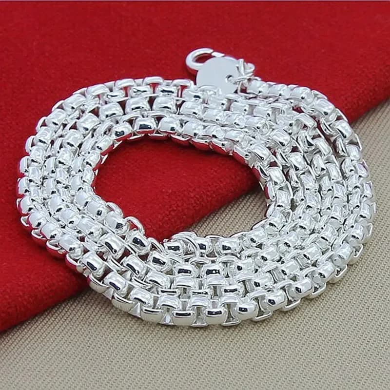 45-60 cm Collana in argento sterling 925 scatola rotonda catena matrimonio fascino nobile squisito lusso moda Donna uomo gioielli