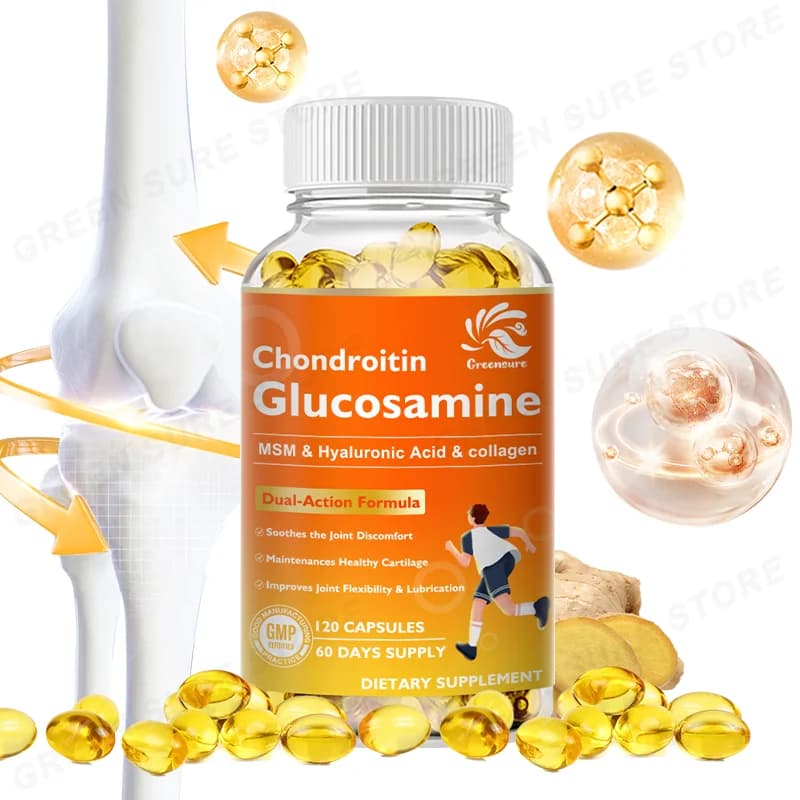 GREENSURE Joint support glucosamine condroitin - Plus MSM, collagen, curcuma, marisk - Support joints, knees, cartilage