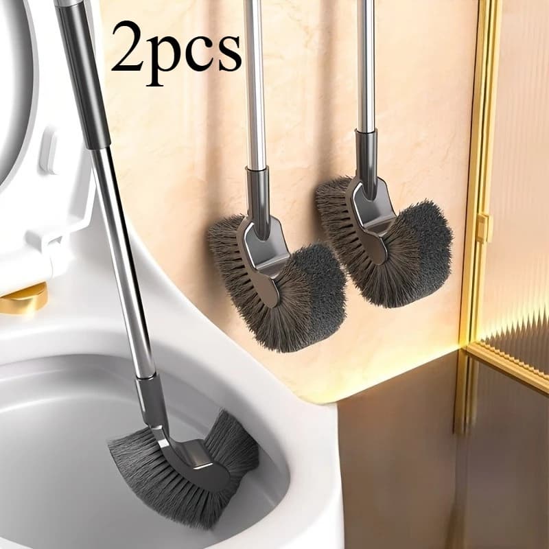 2pcs Bathroom Toilet Brush with Long Handle - Curved Crevice Cleaning Tool for Deep Scrubbing Bowls & Corners