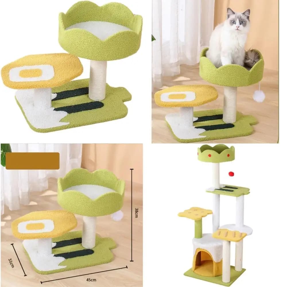 Torre per gatti in sisal per interni con tiragraffi e piattaforma per saltare per gatti, 45x31x38 pollici